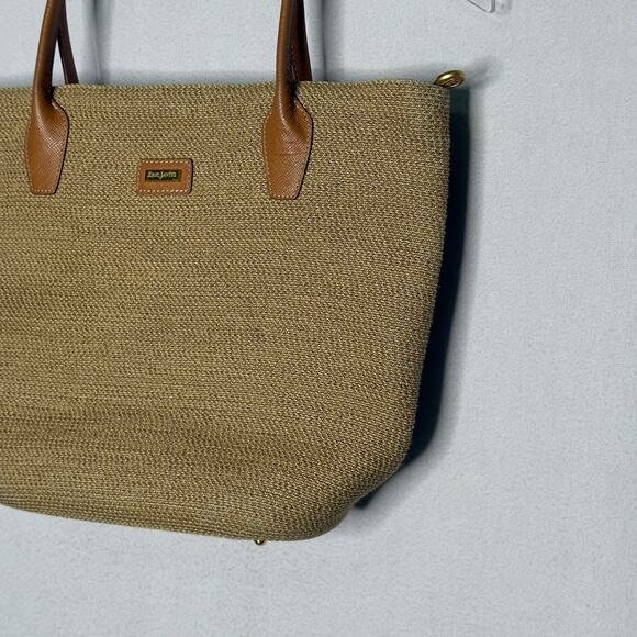 Eric Javits Leather Trim Strass Tote Shoulder Bag Leather Trim Zip Travel - Picture 5 of 10